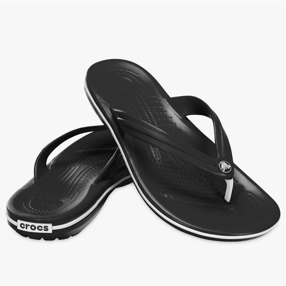 CROCS Crocband Flip-Flops Unisex M 6,9,or 11 Black White